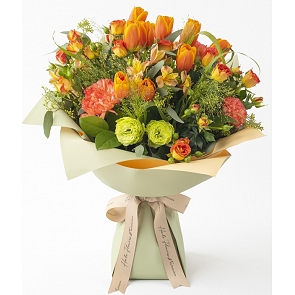 HLB083 NOELLE 橙色鬱金香配小玫瑰花束